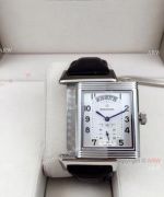 Clone Jaeger LeCoultre Grande Reverso Duo Watch Black Leather Strap